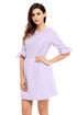 Sexy Purple White Stripe Flounce Sleeve Seersucker Dress